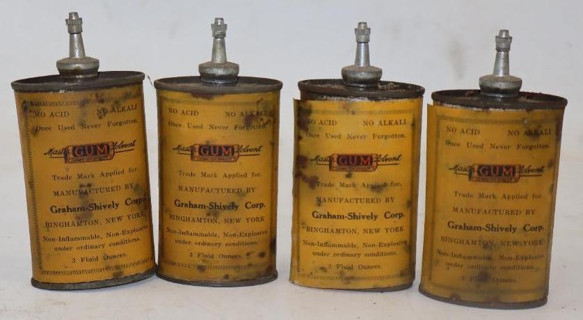 Group of 4 Master Gum Solvent Lead Top Handy Oiler Cans (1 of 2)