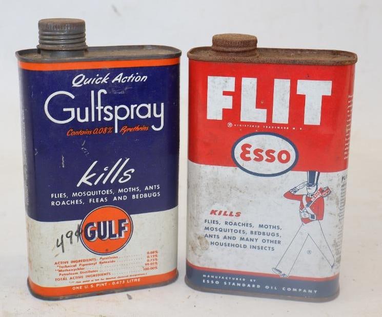 Group of 2 Esso Flit And Gulfspray Bug Killer 1 pint Cans (1 of 2)