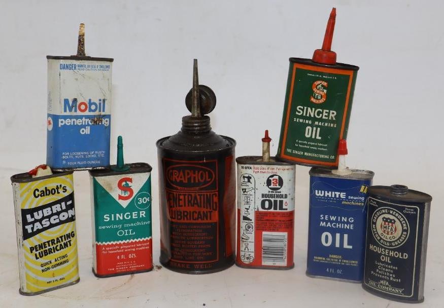 Group of 8 Household and Sewing Machine Handy Oil Cans (1 of 2)