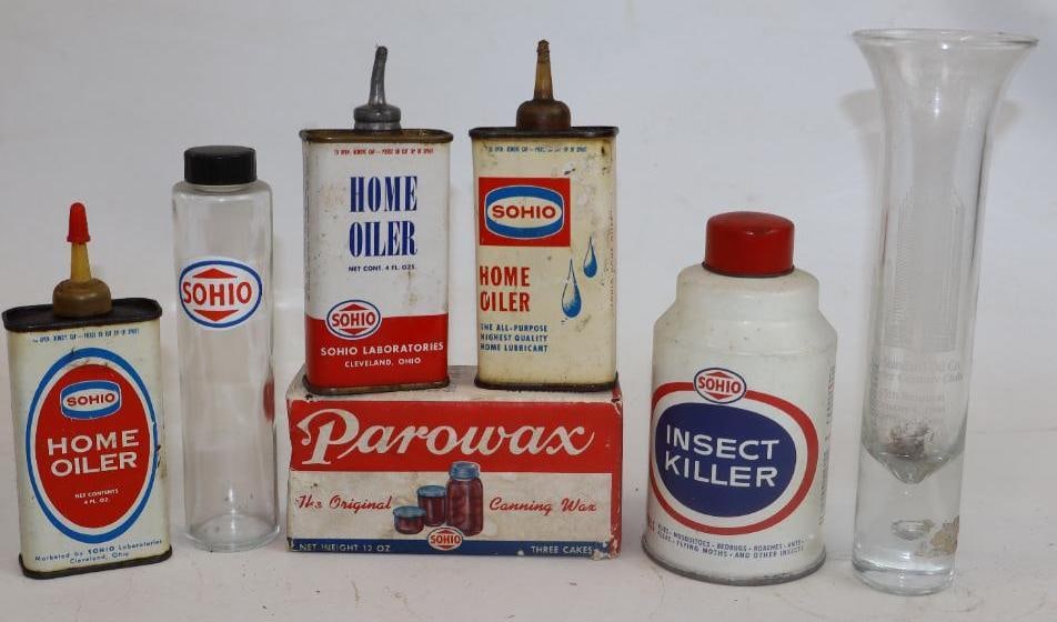 Group of 7 Different Sohio Cans, Bottles and Wax (1 of 2)