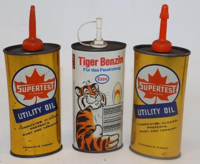 Group of 3 ESSO and Supertest Handy Oil Cans: 4 ounces each
