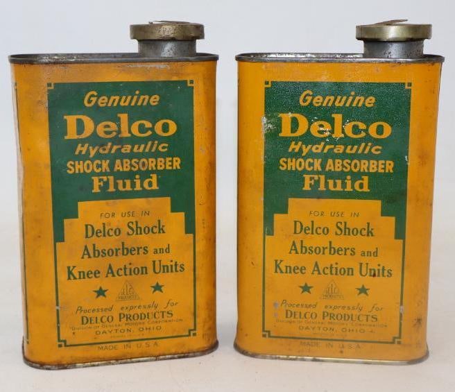 Group of 2 Genuine Delco Hydraulic Shock Absorber Fluid Oil Cans (1 of 2)