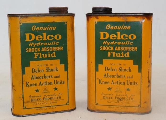 Group of 2 Genuine Delco Hydraulic Shock Absorber Fluid Oil Cans (1 of 2)