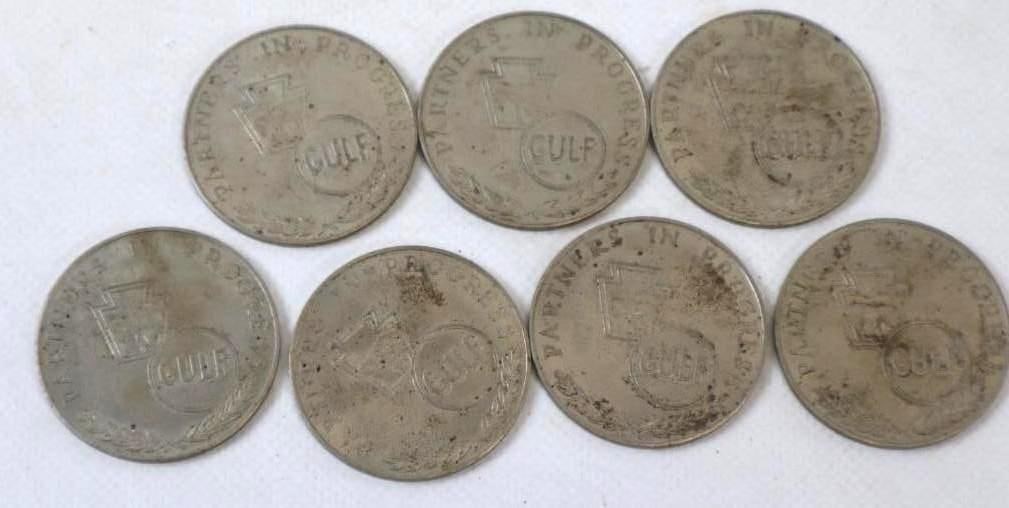 Group of 7 1950 Gulf/Pennsylvania Turn Pike Commemorative Tokens (1 of 4)