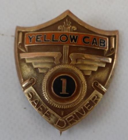Yellow Cab Cloisonne Safe Driver Pin Back Badges (1 of 2)