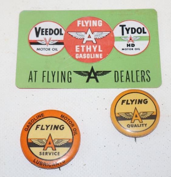 Veedol /Tydol Flying A Pin Back Badges And 1952 Pocket Calendar (1 of 2)