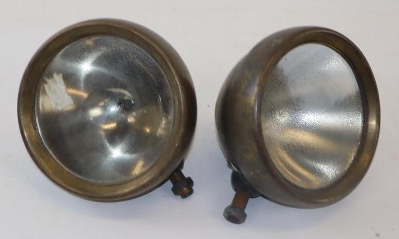 Pair of Brass Lucas King of the Road Headlight Cowl Lights (1 of 3)