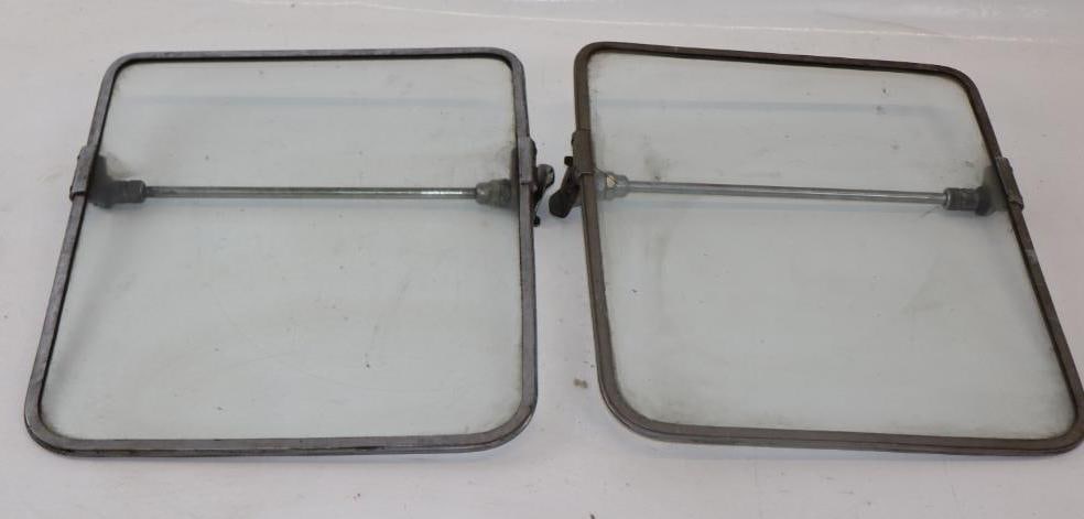 Pair of 1920's-1930's Biflex Dual Cowl Automobile Wind Wings: 14.5" x 13" x 2"