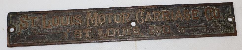1903-1905 Brass St Louis Motor Carriage Co Name Plate Emblem (1 of 2)