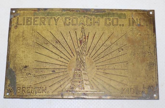 Brass Liberty Coach Co. Inc. Name Plate Emblem: 4" x 2.50"