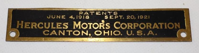Brass Hercules Motors Corporation Name Plate Emblem (1 of 2)