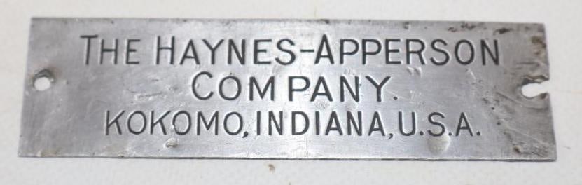 1901 The Haynes- Apperson Motor Car Co. Name Plate Emblem (1 of 2)