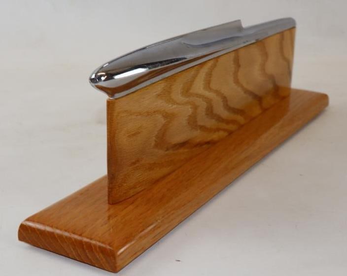 1957 Pontiac Hood Ornament Mounted On Custom Oak Base (1 of 4)