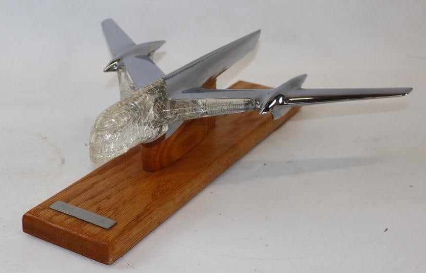 1955 Light Up Pontiac  Hood Ornament Mounted On Custom Oak Base (1 of 4)