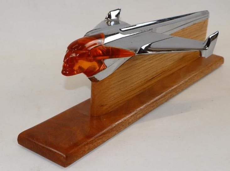 1954 Pontiac  Hood Ornament Mounted On Custom Oak Base (1 of 4)