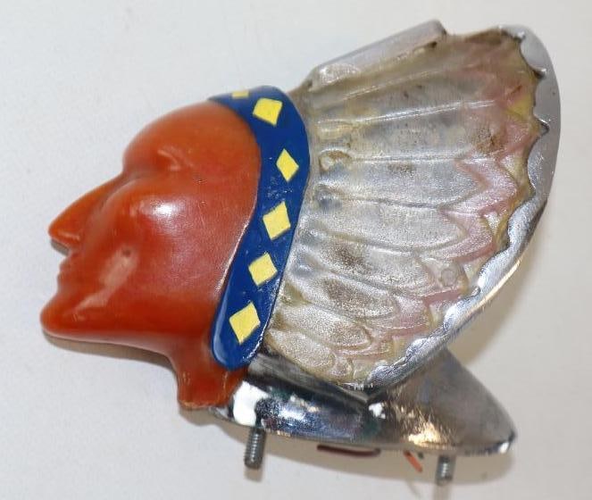 Illuminated Indian Chief Radiator Mascot Hood Ornament: 4.50" x 2.75" x 4"