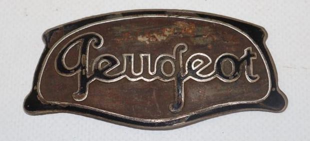 1920-26 Cloisonne Peugeot Radiator Emblem Badge: 3.25" x 1.50"