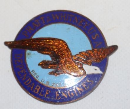 1940's Cloisonne Pratt & Whitney Radiator Emblem Badge (1 of 2)