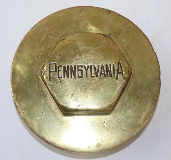 Pennsylvania Threaded Brass Automobile Hubcap (1 of 2)