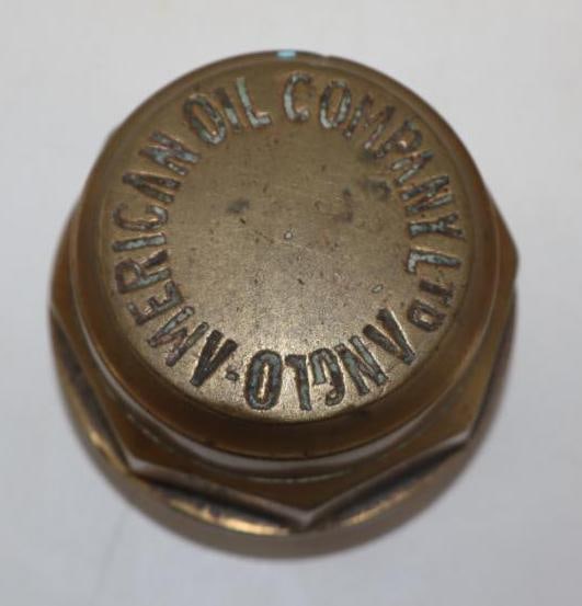 American Oil Company  Threaded Brass Automobile Hubcap (1 of 2)