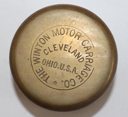 Winton Motor Carriage Co. Threaded Brass Automobile Hubcap (1 of 2)