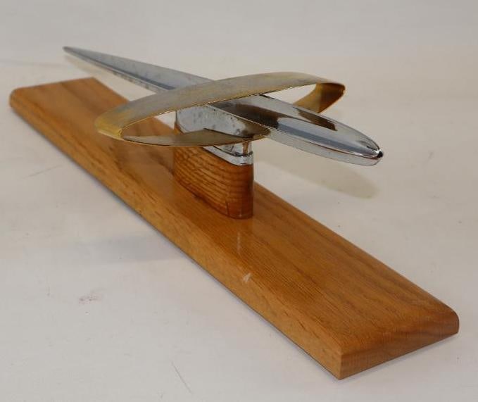 1956 Studebaker Hood Ornament Mounted On Custom Oak Base (1 of 4)