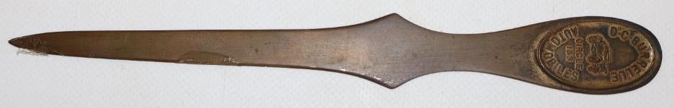 D-C-Burrelle Automobiles Circle 153 Brass Letter Opener: 8" x 1"