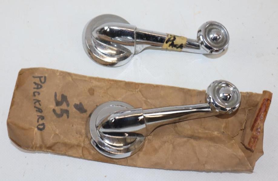 Group of 2 1955 Packard Window Handles: 4.50" x 2" x 1.25" each 1 is in original packaging
