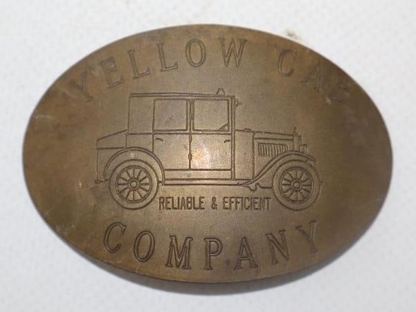 Yellow Cab Company Brass Pin Back Badge (1 of 2)