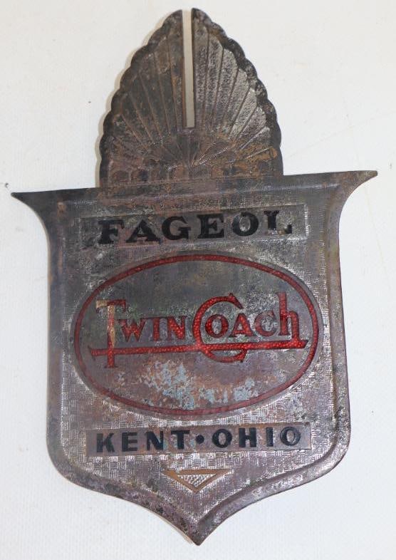 Cloisonne Fageol Twin Coach Truck Name Plate Emblem Badge (1 of 2)