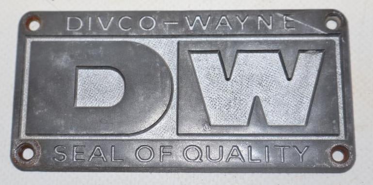 Divco-Wayne Truck Name Plate Emblem Badge: 4" x 2"