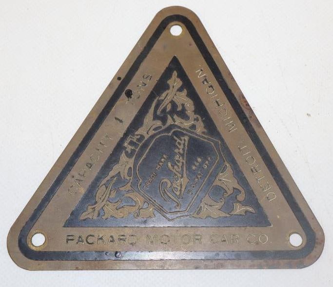 Brass Packard 4 Ton Truck Name Plate Emblem Badge: 5.50" x 4.75"
