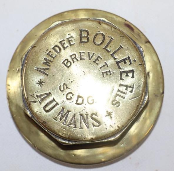 Amedee Bollee Fils Au Mans Brass Carriage Threaded Hubcap: 4" diameter