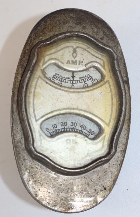 Early Automobile Amp and Oil Instrument Gauges: 5" x 2.75" x 2"