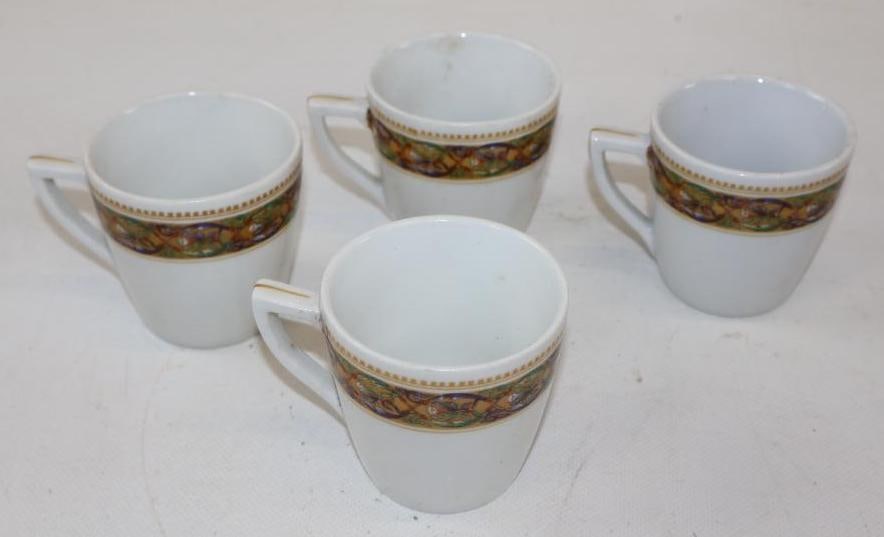 Group of 4 Cadillac Black Knight China Tea Cups: 2.50" x 2.50" each