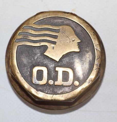 O.D. Brass Motorcycle/Sidecar Brass Threaded Hubcap: 2.25" diameter