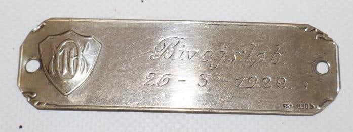 1922 Embossed Motorcycle Name Tag Plate (1 of 2)