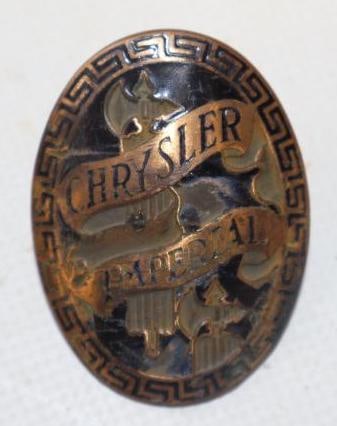 1929-30 Cloisonne Chrysler Imperial Radiator Emblem Badge: 1.25" x1.75"