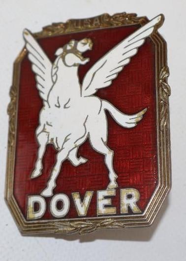 1929-30 Cloisonne Dover Motor Car Co. Radiator Emblem Badge (1 of 2)