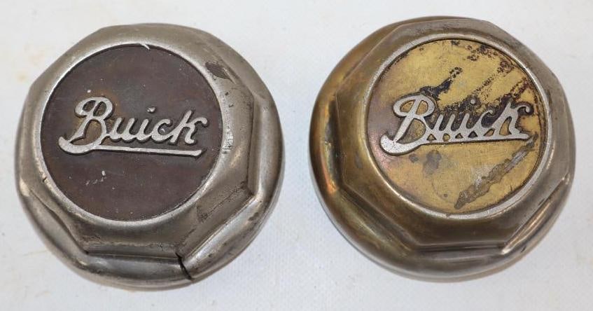 Group of 2 Buick Embossed Automobile Threaded Hubcaps (1 of 2)