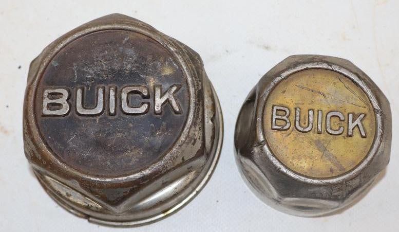 Group of 2 Buick Embossed Automobile Threaded Hubcaps (1 of 2)