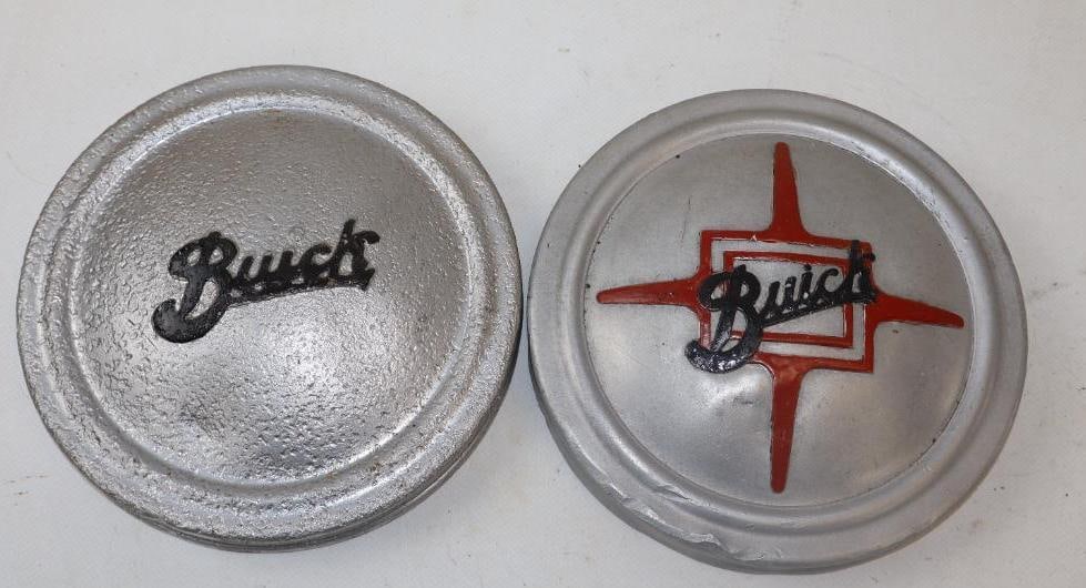 Group of 2 Embossed Buick Automobile Threaded Hubcaps (1 of 2)