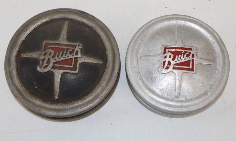 Group of 2 Embossed Buick Automobile Threaded Hubcaps (1 of 2)