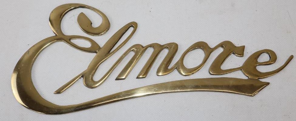 Brass Elmore Motor Car Co. Radiator Emblem Script (1 of 2)