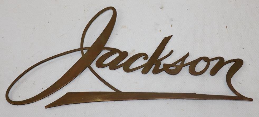 Brass Jackson Radiator Emblem Script: 11.50" x 5.50"