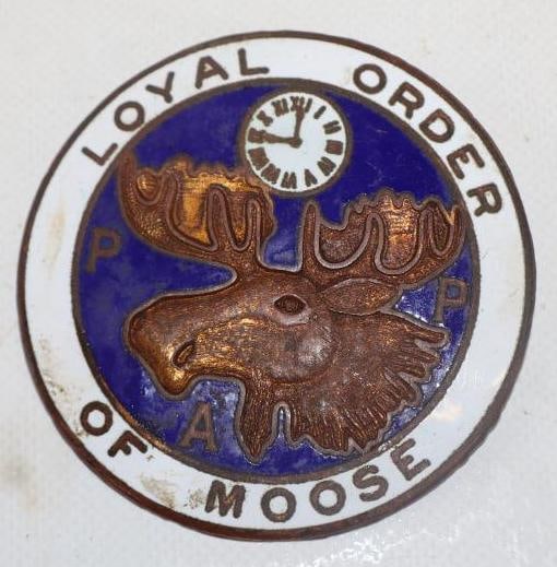 Cloisonne Loyal Order Of Moose Radiator Emblem Badge: 3" diameter