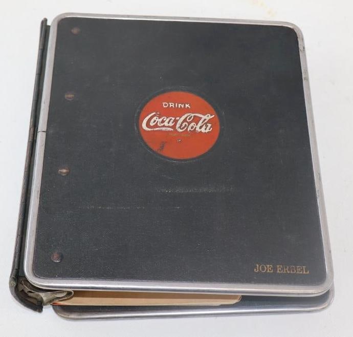 COCA COLA SALESMAN MANUAL HARD BOUND BINDER WITH EMBOSSED BUTTON GRAPHIC. (1 of 4)