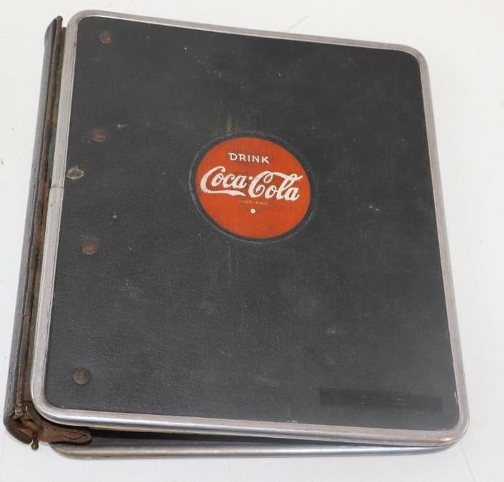 COCA COLA SALESMAN MANUAL HARD BOUND BINDER WITH EMBOSSED BUTTON GRAPHIC. (1 of 4)