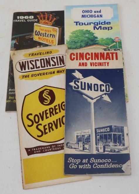 COLLECTION OF 4: SERVICE STATION ROAD MAPS FOR SUNOCO, GULF & SOVEREIGN SERVICE. (1 of 2)
