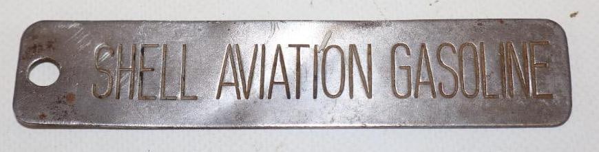 RARE SHELL AVIATION GASOLINE STAMPED METAL BARREL TAG. (1 of 2)